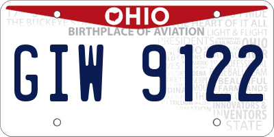 OH license plate GIW9122