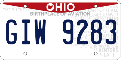 OH license plate GIW9283