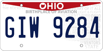OH license plate GIW9284