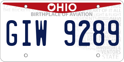 OH license plate GIW9289
