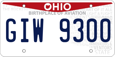 OH license plate GIW9300