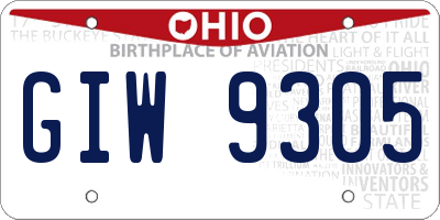 OH license plate GIW9305