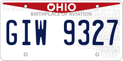 OH license plate GIW9327