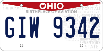 OH license plate GIW9342