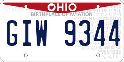 OH license plate GIW9344