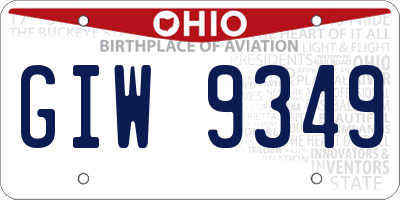 OH license plate GIW9349