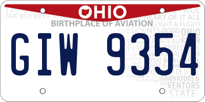 OH license plate GIW9354
