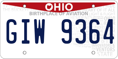 OH license plate GIW9364