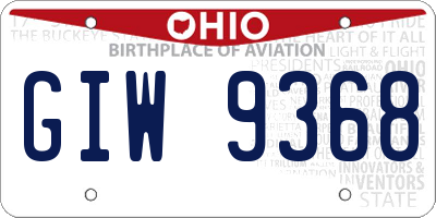 OH license plate GIW9368
