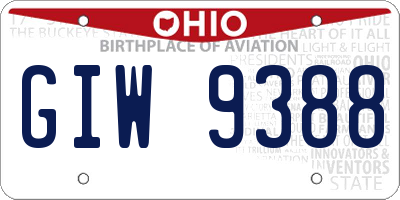 OH license plate GIW9388