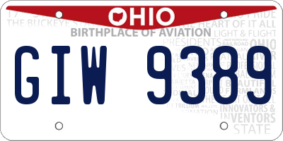 OH license plate GIW9389