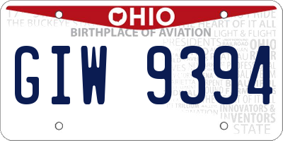 OH license plate GIW9394