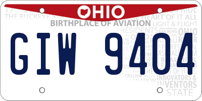 OH license plate GIW9404