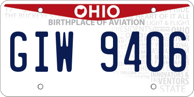 OH license plate GIW9406