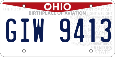 OH license plate GIW9413