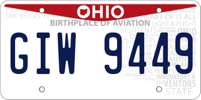 OH license plate GIW9449