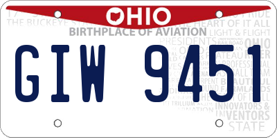 OH license plate GIW9451
