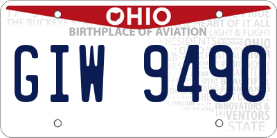 OH license plate GIW9490