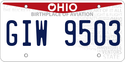 OH license plate GIW9503