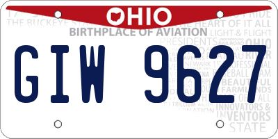 OH license plate GIW9627