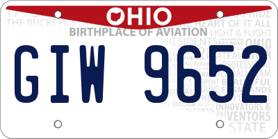 OH license plate GIW9652