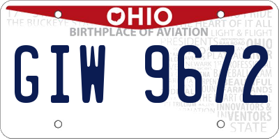 OH license plate GIW9672