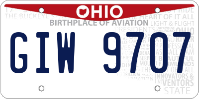 OH license plate GIW9707