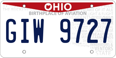 OH license plate GIW9727