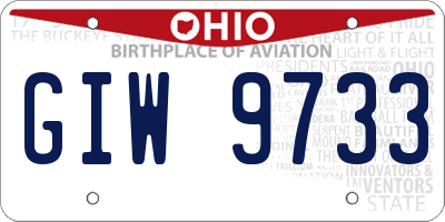 OH license plate GIW9733