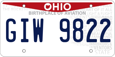 OH license plate GIW9822