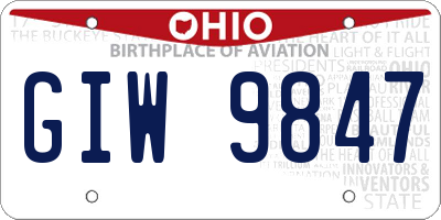 OH license plate GIW9847