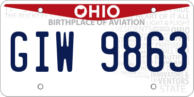 OH license plate GIW9863