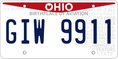 OH license plate GIW9911