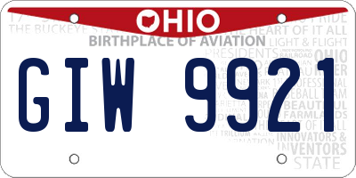 OH license plate GIW9921