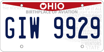 OH license plate GIW9929