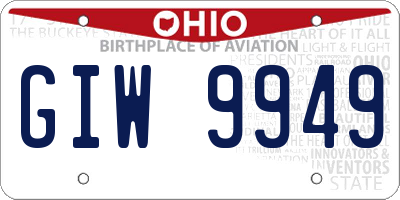 OH license plate GIW9949