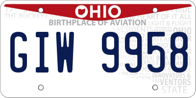 OH license plate GIW9958