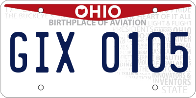 OH license plate GIX0105