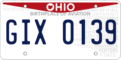 OH license plate GIX0139