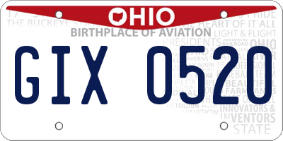 OH license plate GIX0520
