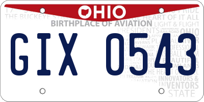 OH license plate GIX0543