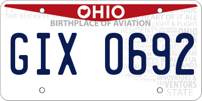 OH license plate GIX0692