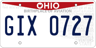 OH license plate GIX0727