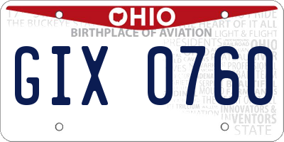 OH license plate GIX0760