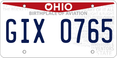 OH license plate GIX0765