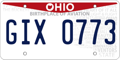 OH license plate GIX0773