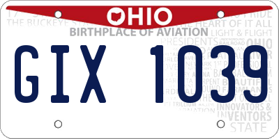 OH license plate GIX1039