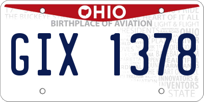 OH license plate GIX1378