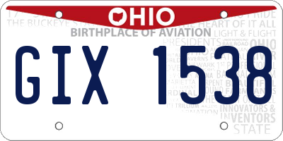 OH license plate GIX1538