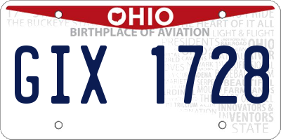 OH license plate GIX1728